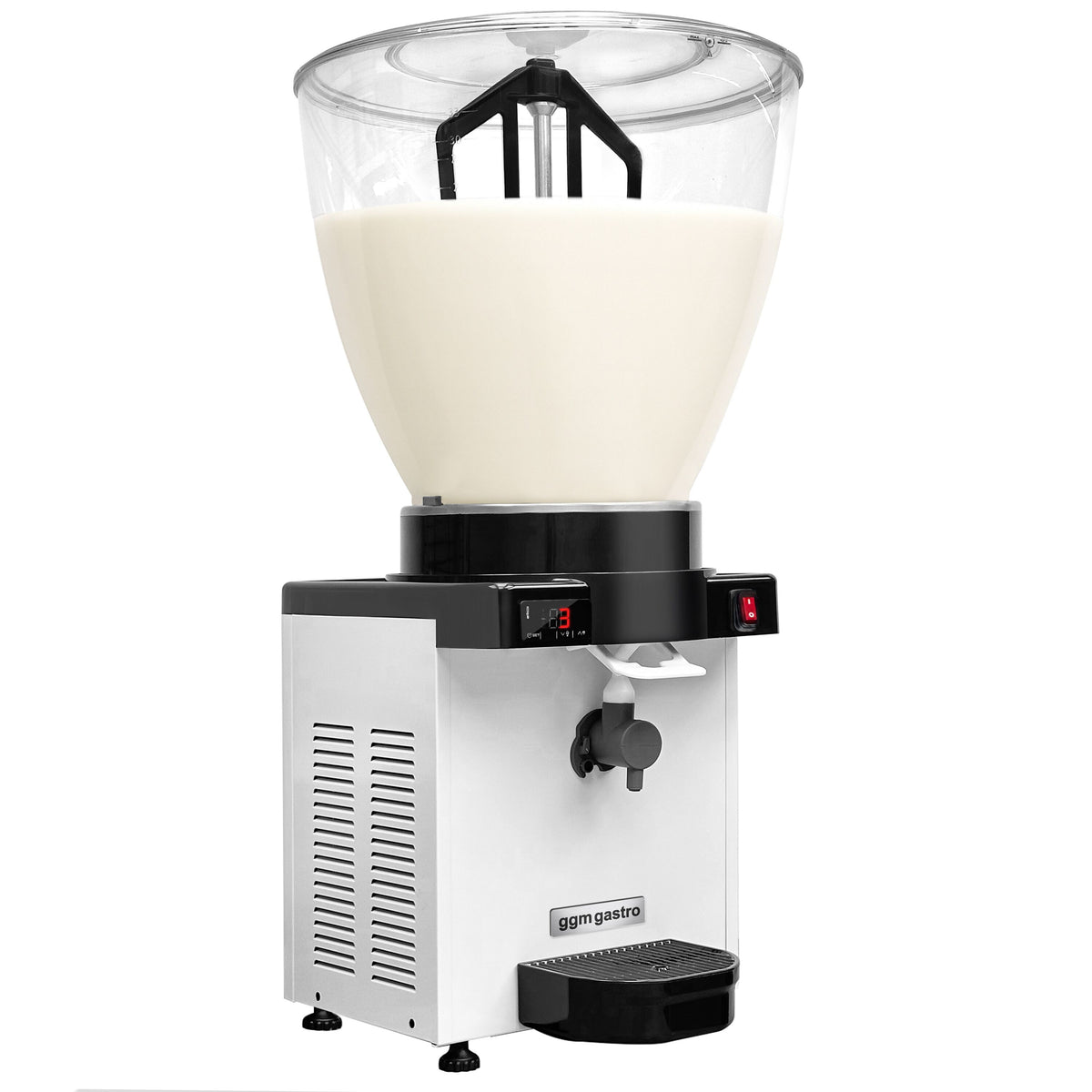 Ayran / Juice Dispenser - polycarbonate tank with tap & magnetic agitation - 40 Litres - 750W - for frothy Ayran - White