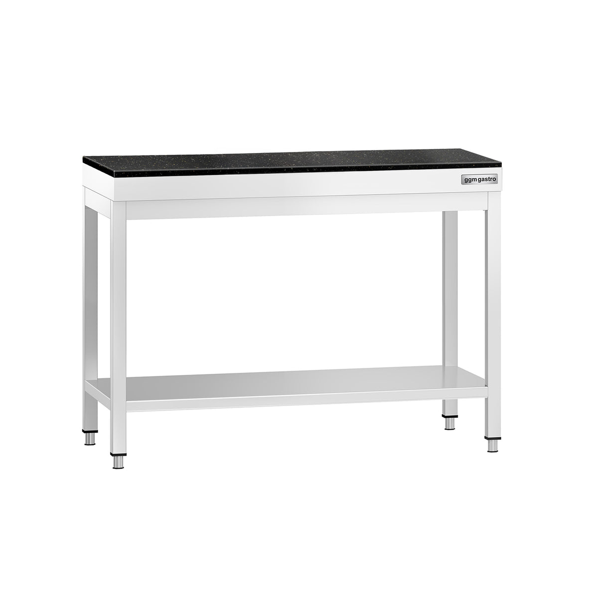 Commercial Stainless Steel Centre Table PREMIUM - 1000x700mm - with Undershelf - with Granite Worktop