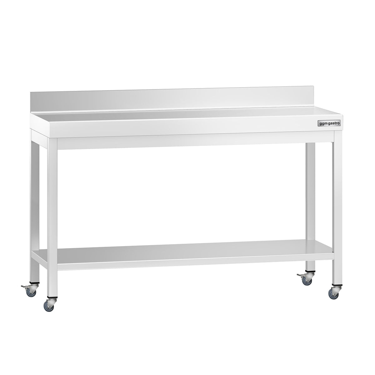 Commercial Stainless Steel Table with Upstand PREMIUM - 1400x800mm - with Undershelf - with Rear Upstand