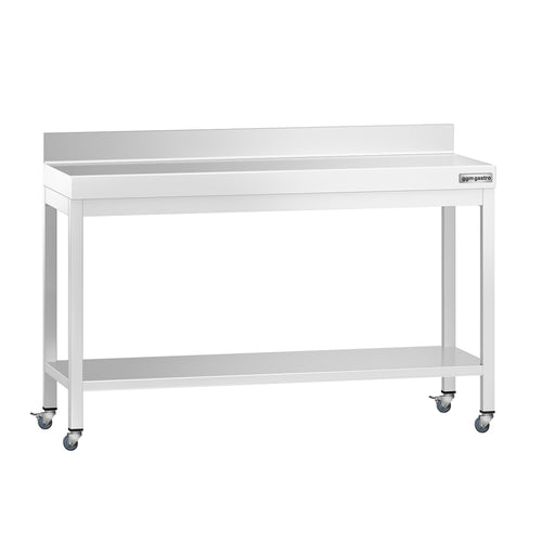 Commercial Stainless Steel Table with Upstand PREMIUM - 1400x800mm - with Undershelf - with Rear Upstand