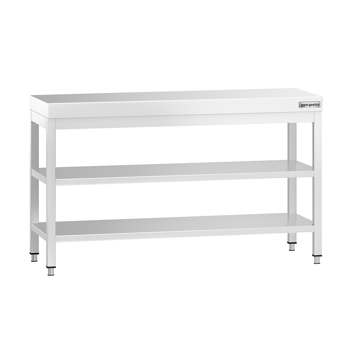 Commercial Stainless Steel Centre Table PREMIUM - 1400x600mm - with Undershelf - with 2 Undershelves - with Cross Bracing