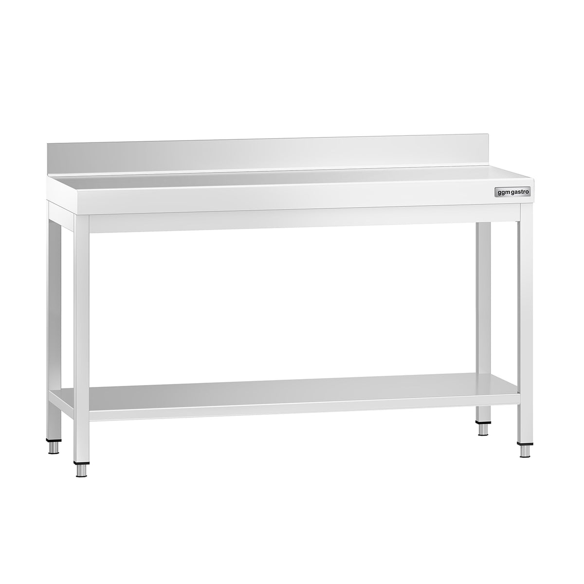 Commercial Stainless Steel Table with Upstand PREMIUM - 1400x600mm - with Undershelf - with Rear Upstand - with Cross Bracing