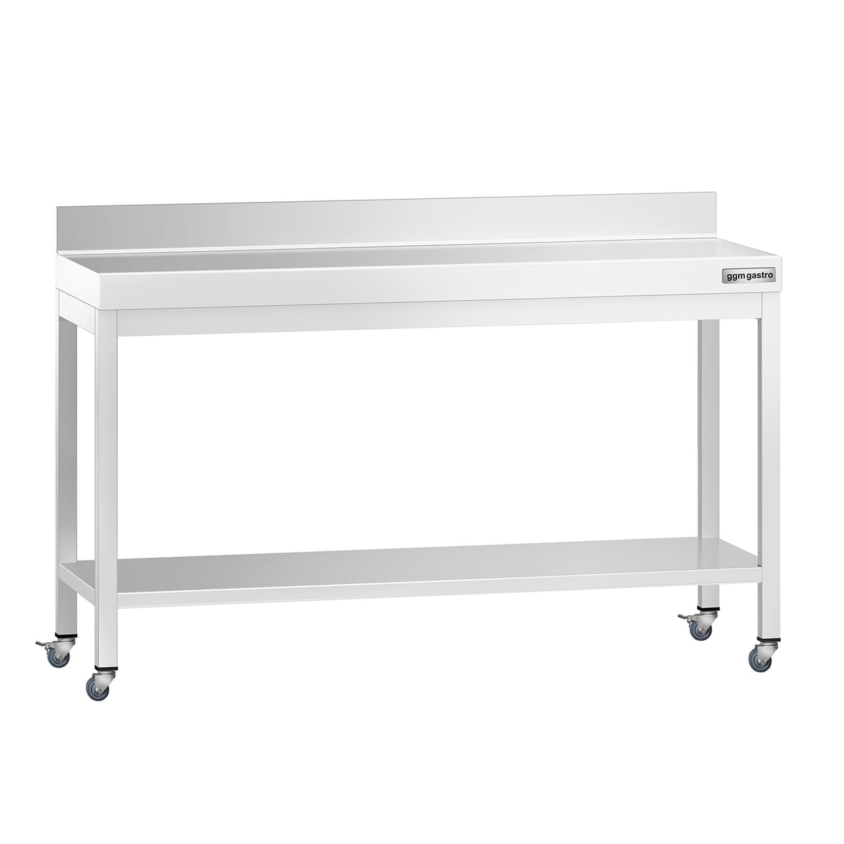 Commercial Stainless Steel Table with Upstand PREMIUM - 1500x800mm - with Undershelf - with Rear Upstand