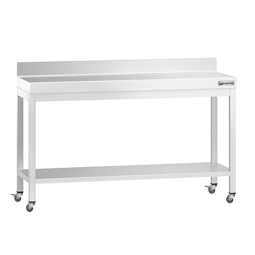 Commercial Stainless Steel Table with Upstand PREMIUM - 1500x800mm - with Undershelf - with Rear Upstand