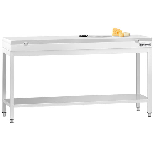 Commercial Stainless Steel Centre Table PREMIUM - 2000x700mm - with Undershelf - with White Chopping Board