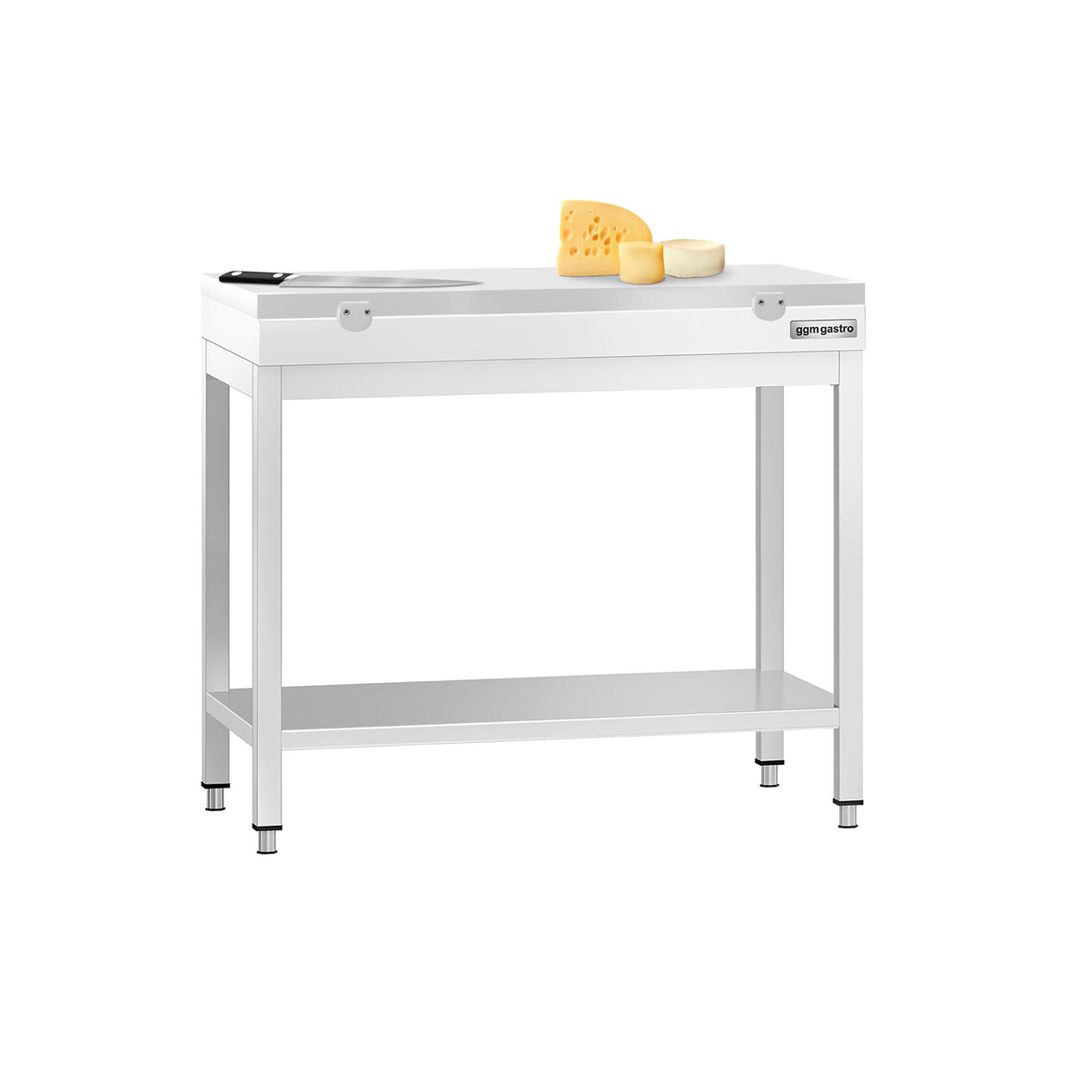 Commercial Stainless Steel Centre Table PREMIUM - 800x600mm - with Undershelf - with Green/Red/White Chopping Board