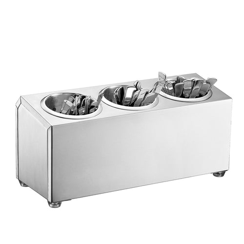 Cutlery Cylinder Holder - 385x150mm - Height: 180mm - Stainless steel - incl. 3 Holders