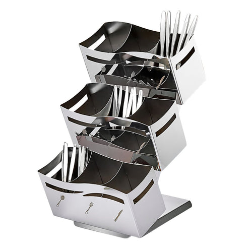 Cutlery Pot Holder - 230x350mm - Height: 515mm - Stainless steel - with 3x 3 shelves - with 9 compartments