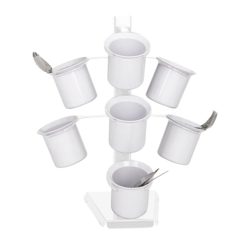 Cutlery Tray - Ø 100mm - Stainless steel - with 7 compartments - White