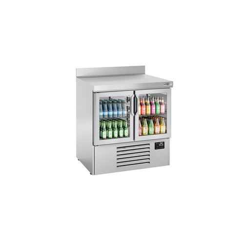 Kylmäpöytä PREMIUM PLUS - 978x700 mm - 230 l - 2 lasiovea - Takakoroke - Kaksoislasitus