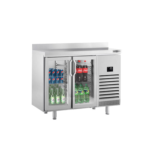 Kylmäpöytä PREMIUM PLUS - 1468x700 mm - 305 l - varustettu: 2 lasiovea & takakoroke