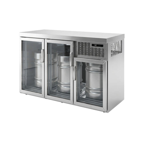 Tynnyrijäähdytin - 3 x 50 l tynnyriä - 1600x600 mm - 3 lasiovea