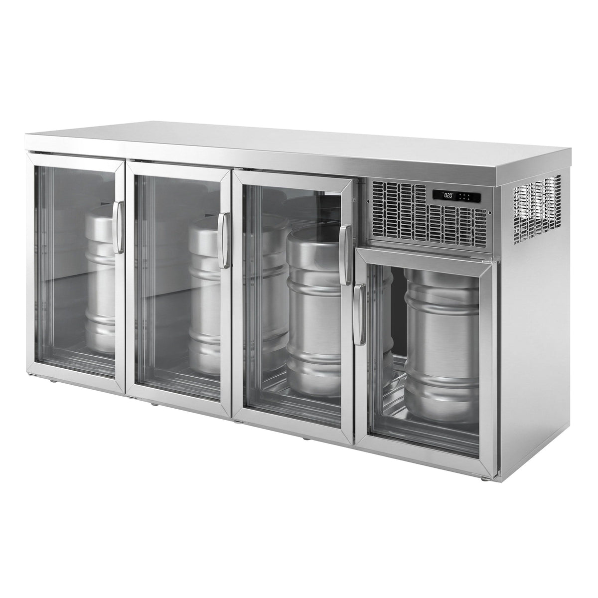 Keg Fridge with Condensing Unit - 4x50L Kegs - 2120x600mm - with 4 Glass Doors