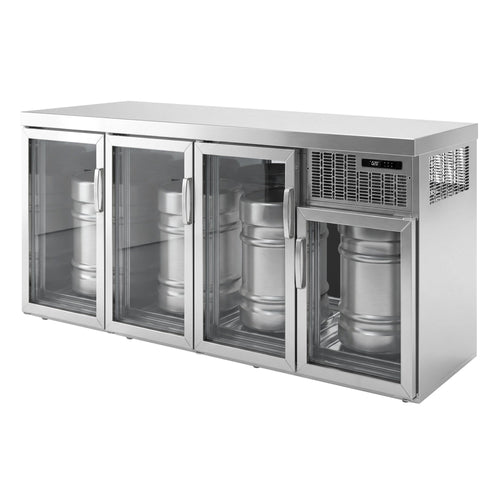 Tynnyrijäähdytin - 4 x 50 l tynnyriä - 2120x600 mm - 4 lasiovea