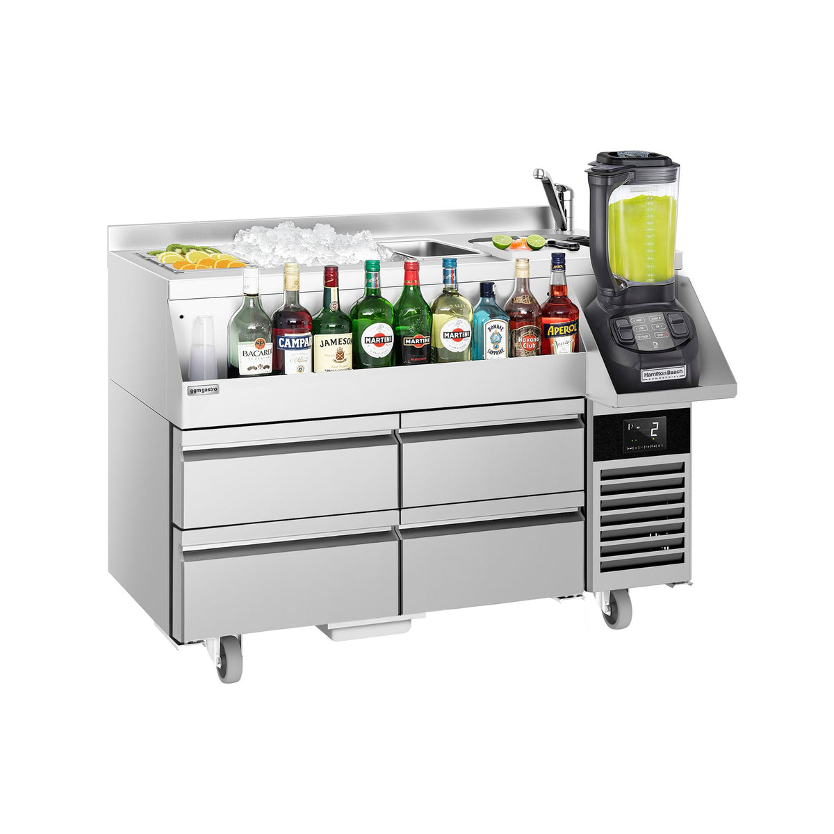 Cocktailasema – 1200 mm - 150 l - 4 vetolaatikkoa & 230 V pistorasia