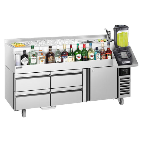 Cocktailasema – 1600 mm - 235 l - 1 ovi, 4 vetolaatikkoa & 230 V pistorasia