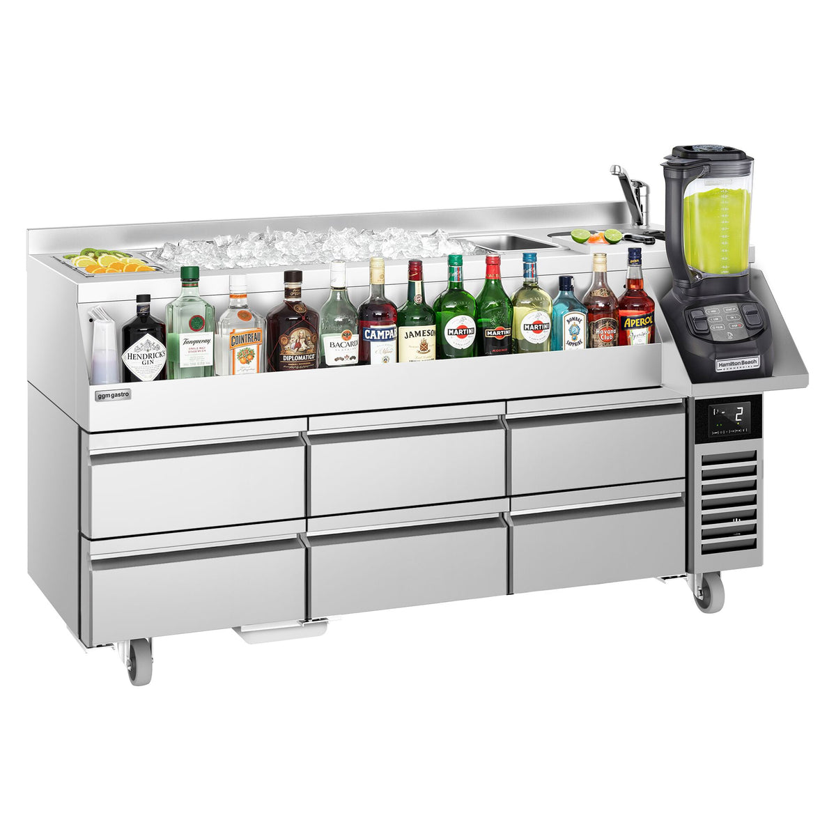 Cocktailasema – 1600 mm - 235 l - 6 vetolaatikkoa & 230 V pistorasia
