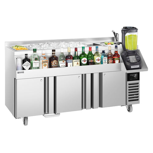 Cocktailasema – 1600 mm - 235 l - 3 ovea & 230 V pistorasia