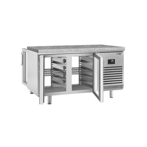 Kylmäpöytä PREMIUM PLUS - 1618x800 mm - 400 l - 4 lasiovea - musta graniittitaso