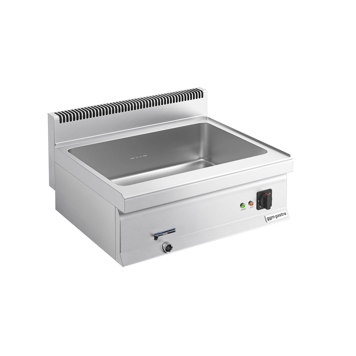Sähkökäyttöinen vesihaude - 2,4 kW - 2x GN 1/1 tai 4x GN 1/2 - tyhjennyshana