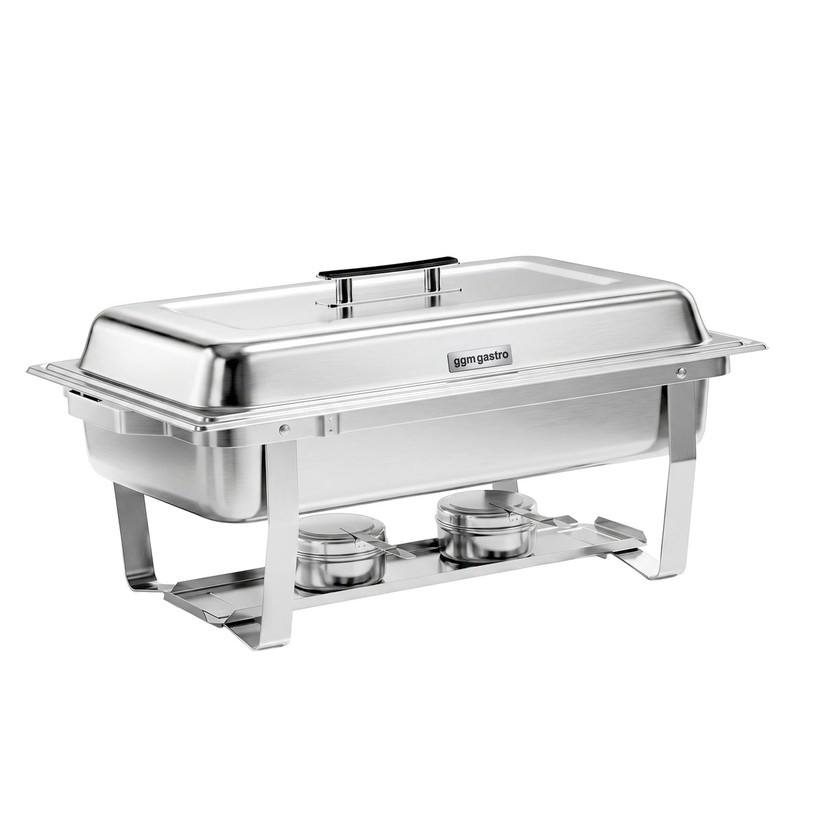 Lämpöhaude / Chafing Dish - Polttoainetahnalla - GN 1/1 - kansi - 9 l - 2 polttoainesäiliötä - kokoontaitettava jalusta