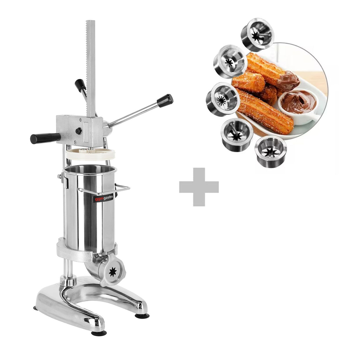 Churro-kone Ammattikäyttöön - 2 l - käsikäyttöinen - 5 churro-suulaketta