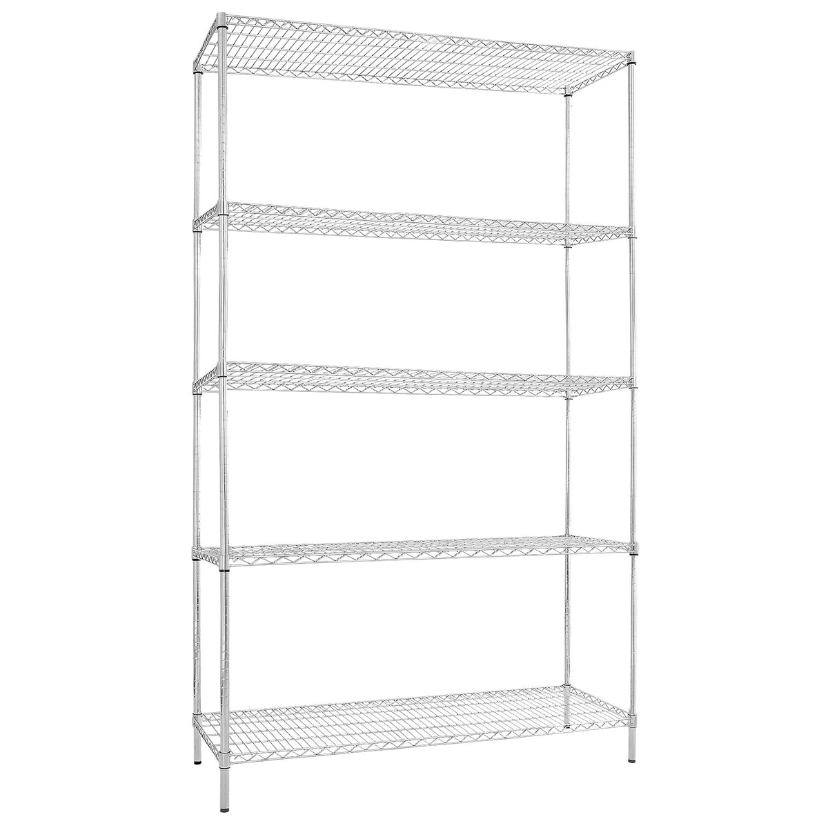 Metallihylly - 1200x450 mm - Syvyys: 450 mm - 5 hyllytasoa (SÄÄDETTÄVÄ) - kromi - Kantavuus: 180 kg