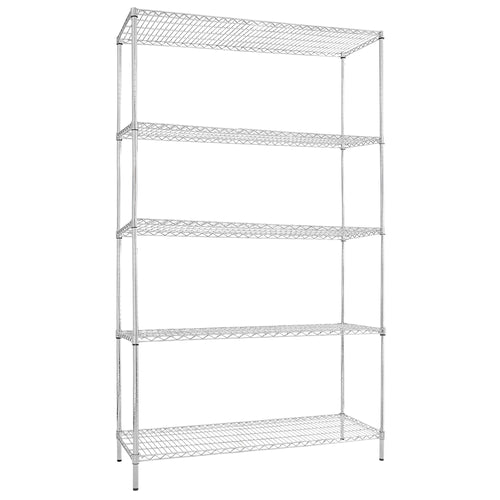 Metallihylly - 1200x450 mm - Syvyys: 450 mm - 5 hyllytasoa (SÄÄDETTÄVÄ) - kromi - Kantavuus: 180 kg
