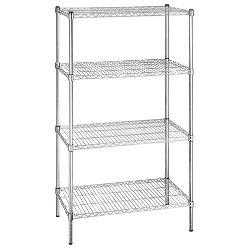 Metallihylly - 900x450 mm - Syvyys: 450 mm - 4 hyllytasoa (SÄÄDETTÄVÄ) - kromi - Kantavuus: 180 kg