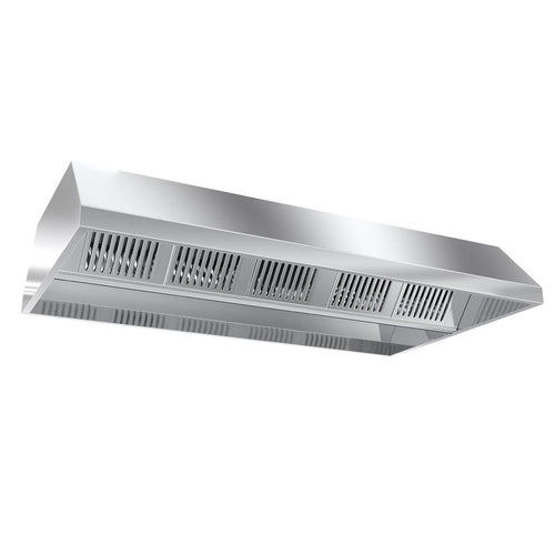 Commercial Ceiling-Mounted Extraction Canopy - 4000mm - with Baffle Filters & LED Lights - 1300mm Deep