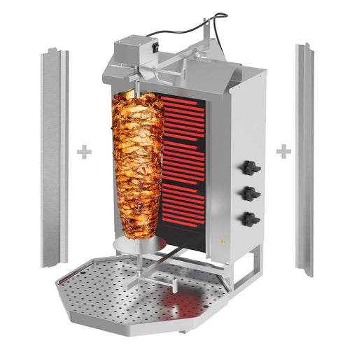 Electric Doner Kebab Grill (Shawarma/Gyros) - 3 Burner - up to 40kg - 5.4kW - incl. 2 double doors & drip tray