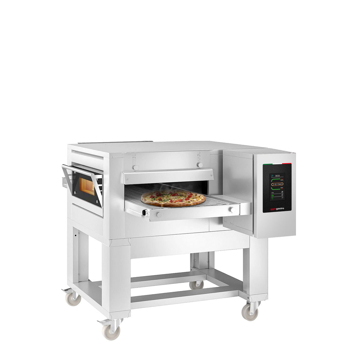 Sähköinen tunnelipizzauuni - 2450x1820 mm - enintään 350 °C - Kosketusohjaus - Hihnan leveys: 1000 mm - sis. alarunko