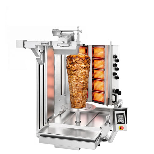 Gas Automatic Doner Kebab Grill - 10 Burner - up to 150kg - 26.6kW - with Auto‑Slicer - incl. 1 skewer & drip tray