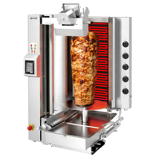 Electric Automatic Doner Kebab Grill - 5 Burner - up to 120kg - 8kW - with Auto‑Slicer - incl. 1 skewer & drip tray