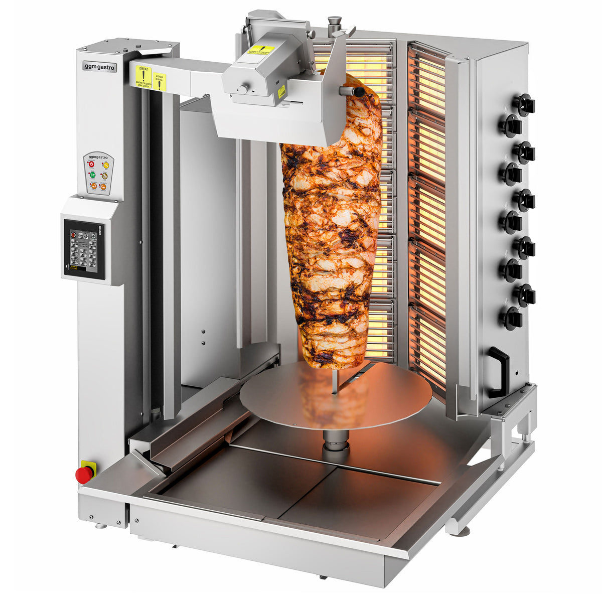 Kaasu Kebab-robotti - V-malli - 10 poltinta | 26,6 kW - max. 150 kg lihaa - Lattiamalli