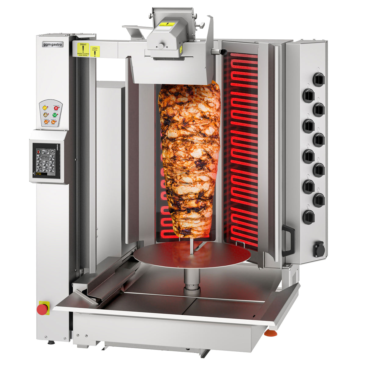 Sähkö Kebab-robotti - V-malli - 10 poltinta - 16 kW - max. 150 kg lihaa - Lattiamalli