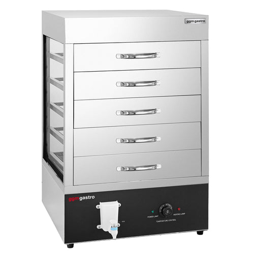 Höyrykeitin / dim sum -höyrystin - 2,5 kW - digitaalinen - sis. höyrykaappilisäosa, 5 laatikkoa