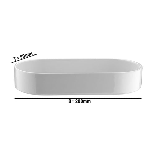 (6 kpl) Jälkiruokakulho - PERA Weiß - posliini - soikea - 200x90 mm - konepesunkestävä, mikroaaltouunin kestävä - valkoinen