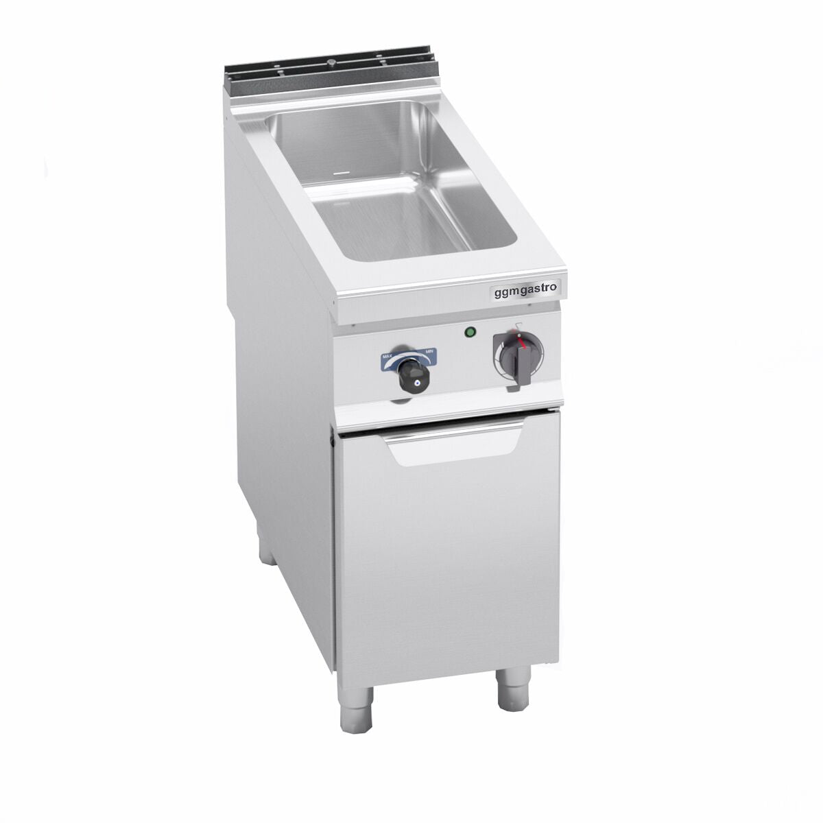 Sähkökäyttöinen vesihaude - 1,6 kW - 1x GN 1/1 & 1x GN 1/3 - tyhjennyshana - jalustalla - alakaapilla