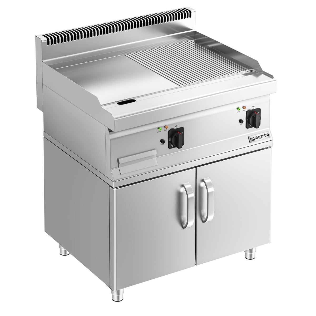Sähköpaistotaso - 9 kW - sileä/uritettu - Paistopinta-ala: 595x500 mm - sis. alakaapin, 2 ovea