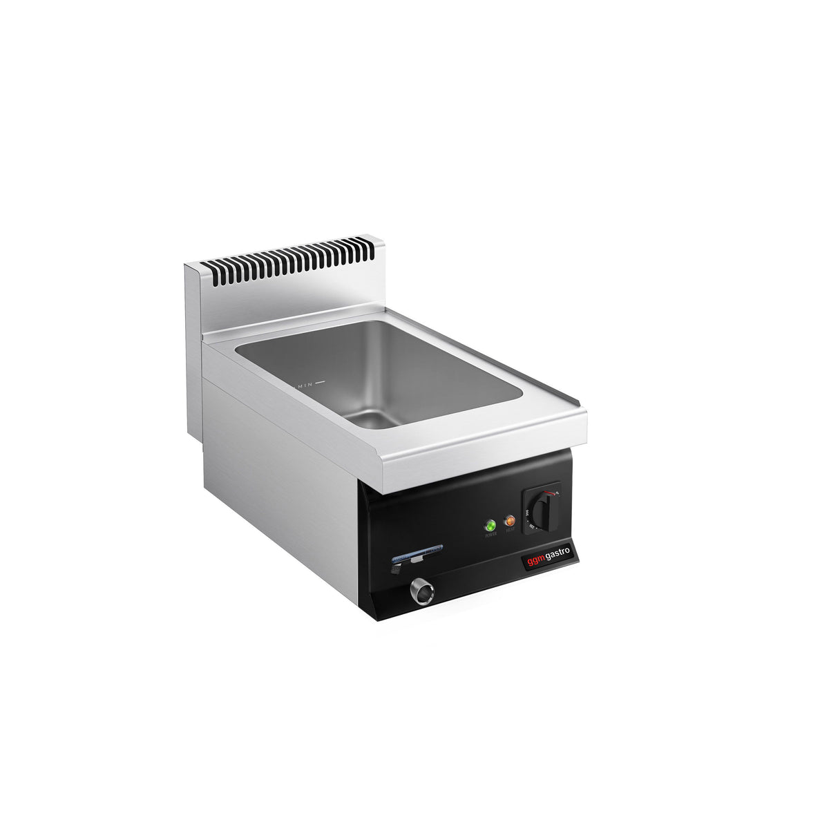 Pöytämallinen vesihaude – sähköinen - 1,2 kW - 1x GN 1/1 tai 2x GN 1/2 - tyhjennyshana