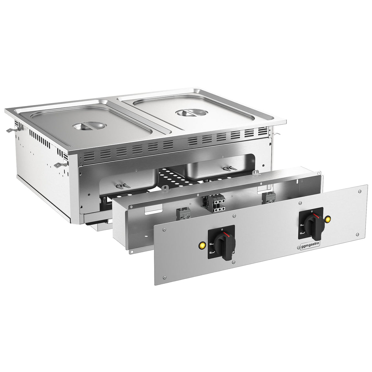 Upotettava vesihaude - 800 mm - 3 kW - 2x GN 1/1 - tyhjennyshana