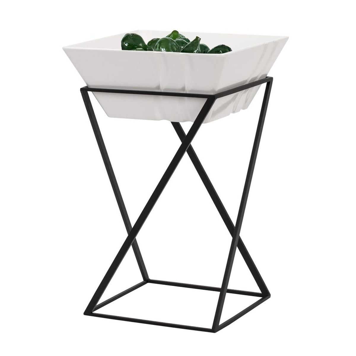 Buffetteline - musta; melamiini - kulmikas - 200x200 mm - Korkeus: 475 mm - sis. 1 melamiinikulho