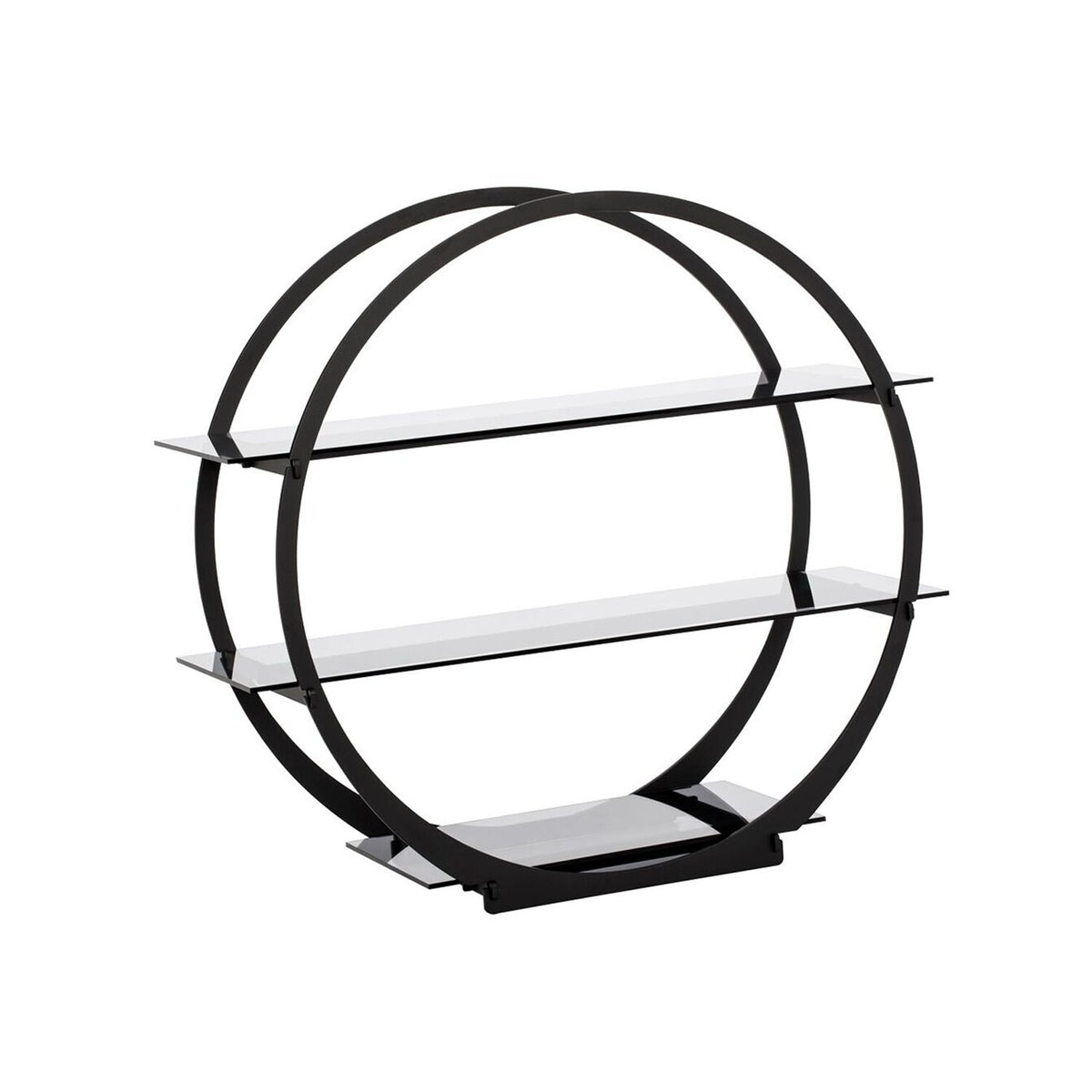 Etagere / Buffet Stand - Stainless steel & plexiglass - Black - round - Ø450mm - with 3 shelves