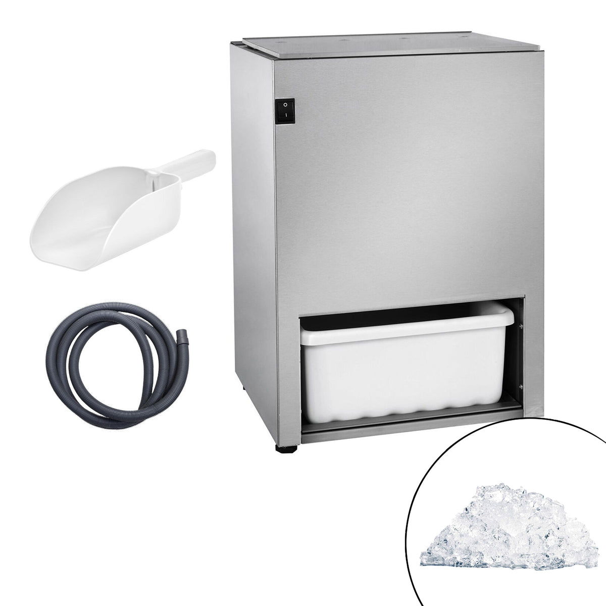 Commercial Ice Crusher - 5kg/min - 140W - Stainless steel - incl. 5kg storage hopper
