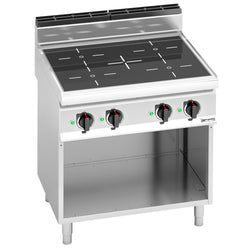 Induktioliesi Lorenzo 700 -sarja - 800x714 mm - 14,0 kW - 4 keittoaluetta - jalustalla - koostuu: Glaskeramiikka‑keittolevyt, avoin alarakenne