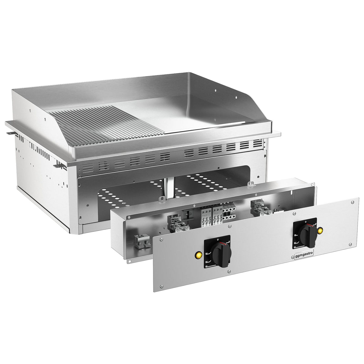 Commercial Electric Drop-in Griddle – 9 kW – Smooth & Ribbed - Cooking Area: 800 x 765 mm