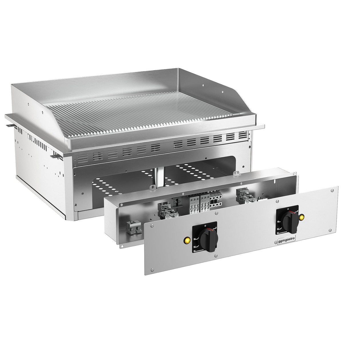 Commercial Electric Drop-in Griddle – 9 kW – Ribbed - Cooking Area: 693x484 mm
