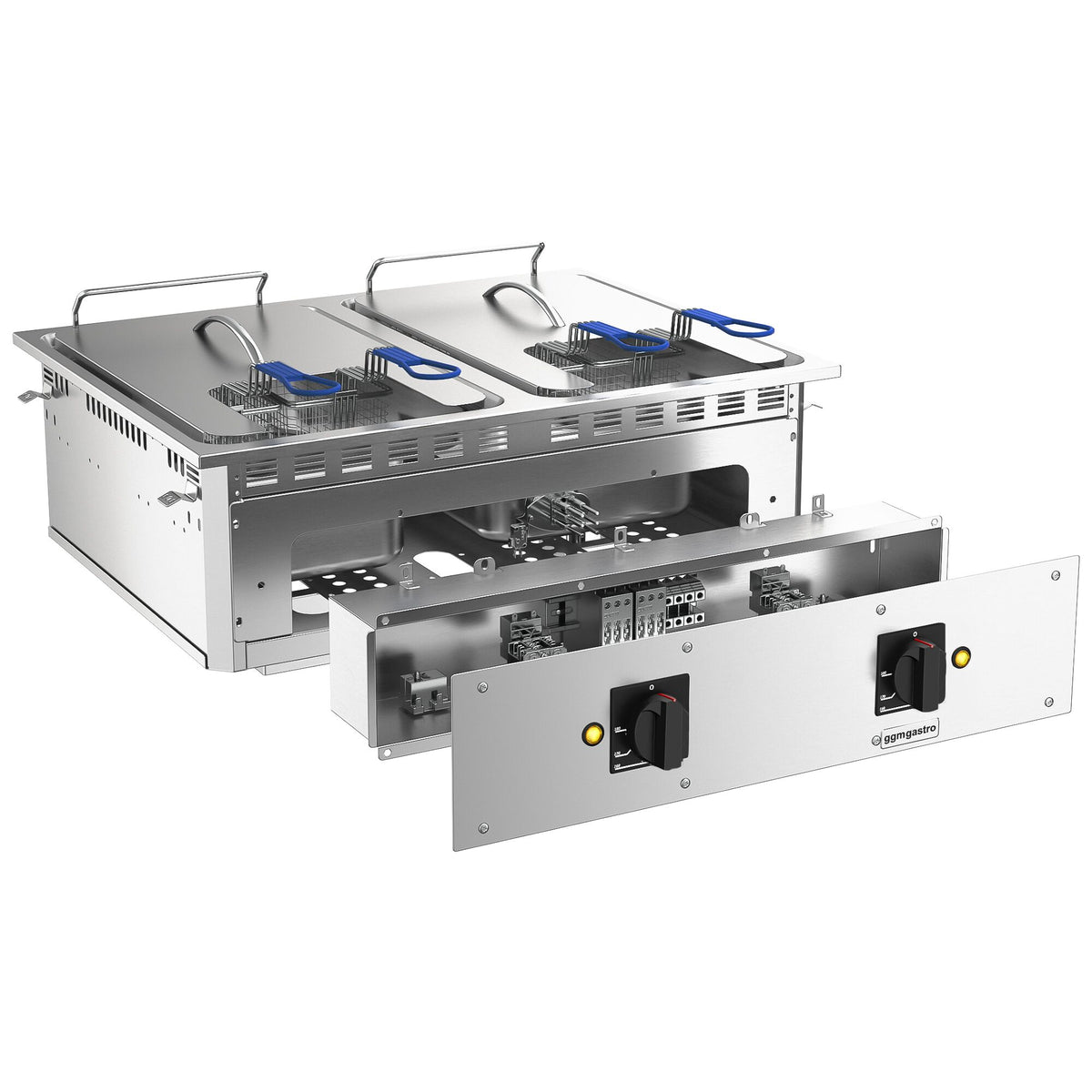 Kaksiosainen sähkökäyttöinen rasvakeitin - 2 x 13 l - 24,0 kW - tyhjennyshanalla - 400 V