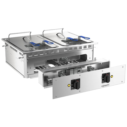 Kaksiosainen sähkökäyttöinen rasvakeitin - 2 x 13 l - 24,0 kW - tyhjennyshanalla - 400 V